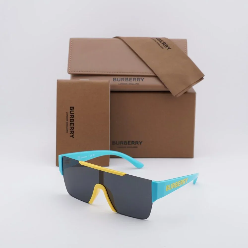 Burberry Kids JB4387 405087 Sunglasses Yellow/Blue Shield Frame, Grey Lenses